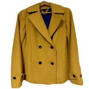 TOMMY HILFIGER Classic Wool Pea Coat ~ Mustard Yellow ~ Size Medium ~ MINT!